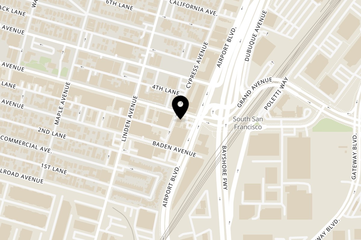 Map showing the location of PIZZA LOVER on 113 Grand Ave in South San Francisco